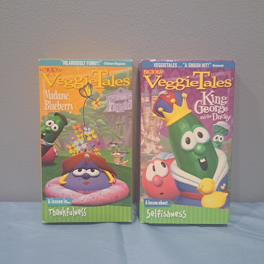 VTG VeggieTales VHS Lot Madame‎ Blueberry King George and the Ducky Kids Media